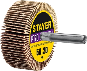 Лепестковый веерный круг на шпильке STAYER P120 50x20 мм 36607-120