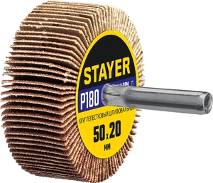 Лепестковый веерный круг на шпильке STAYER P180 50x20 мм 36607-180