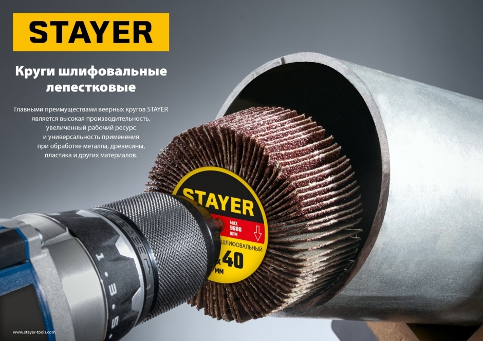 Лепестковый веерный круг STAYER P100 30x15 мм 36606-100