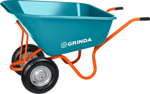 Садово-строительная тачка GRINDA GP-1, 260л, г/п 120кг двухколесная, пластиковый кузов (422401)