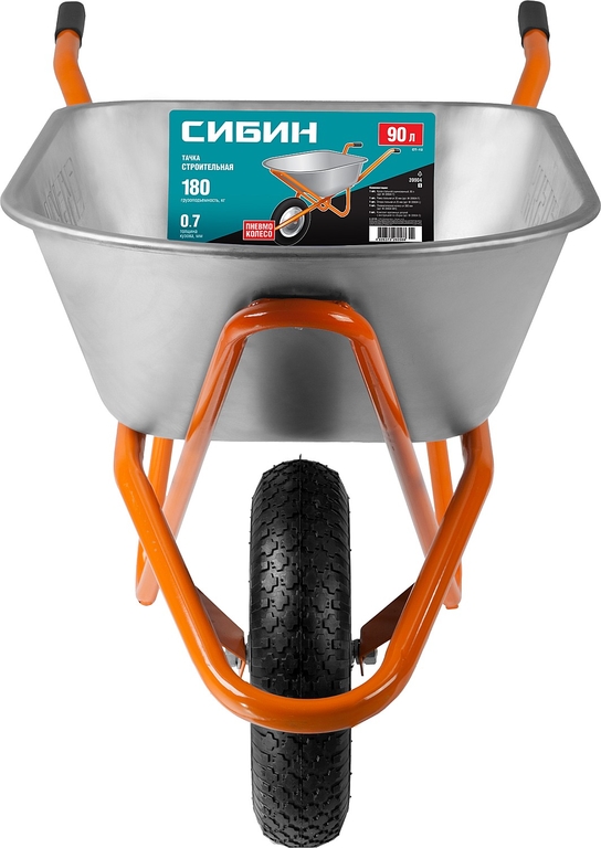 Садово-строительная тачка  СИБИН СТ-12, 90 л, 180 кг, одноколесная, оцинкованная сталь (39904)