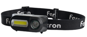 Фонарь FERON TH2309 налобный с аккумулятором USB 1*18650, 3W+2W XPE+COB IP44, пластик, 41713