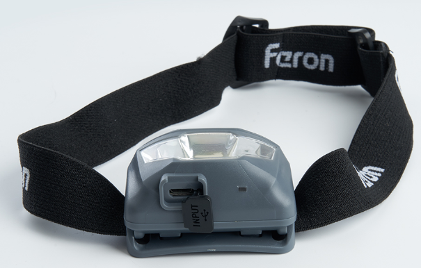 Фонарь FERON TH2301 налобный с аккумулятором 3W 1COB USB IP44, пластик, 41680