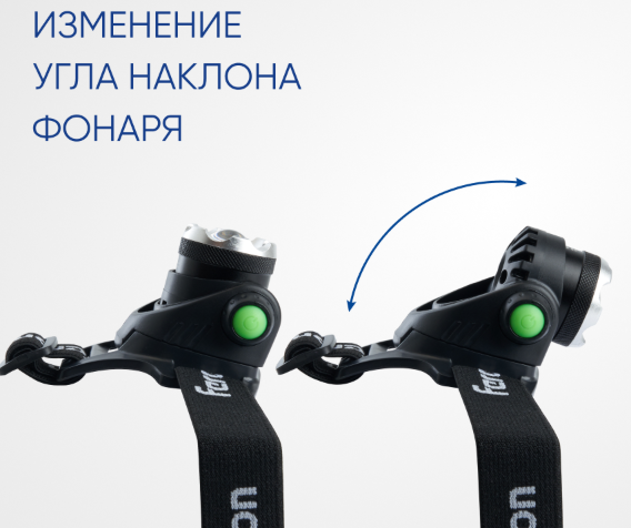 Фонарь FERON TH2305 налобный ZOOM c аккумулятором 5W, 2*18650 IP44 пластик/алюминий, 41709