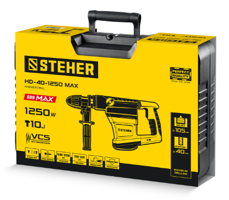 Перфоратор STEHER HD-40-1250 MAX, SDS-Max, 1250 Вт, 10 Дж