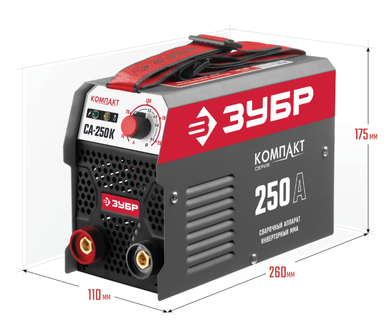 Инвертор сварочный ЗУБР СА-250К, MMA, IGBT, 8.4 кВт, 36А, Мастер
