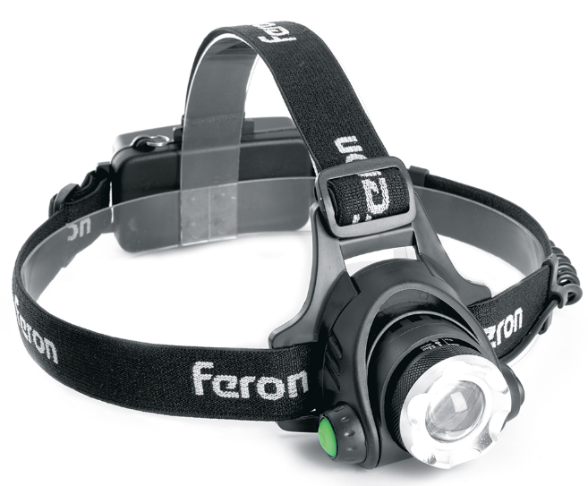 Фонарь FERON TH2305 налобный ZOOM c аккумулятором 5W, 2*18650 IP44 пластик/алюминий, 41709