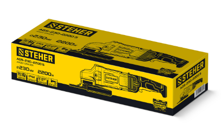 УШМ (болгарка) STEHER AGS-230-2200 S, 230 мм, 2200 Вт