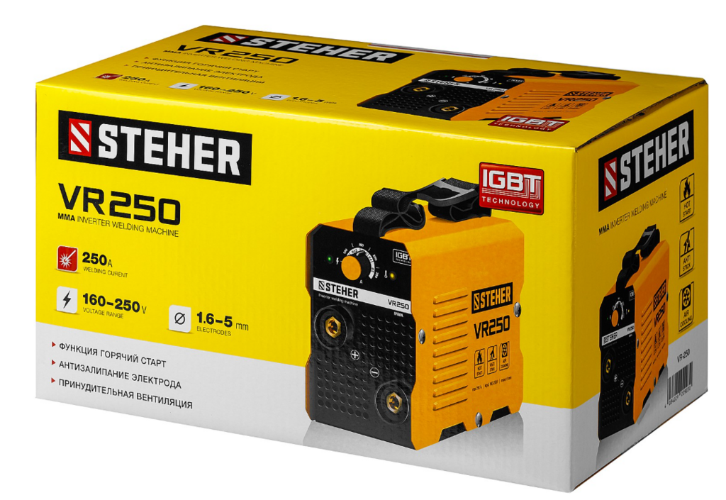 Инвертор сварочный STEHER VR-250, MMA, IGBT, 8,4 кВА, 36 А