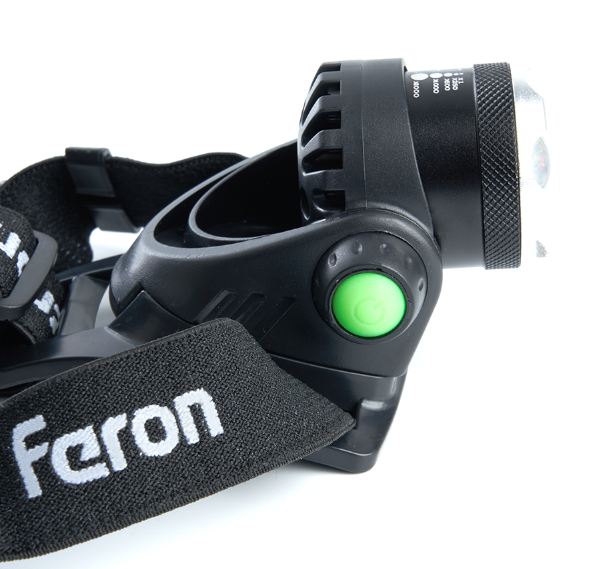 Фонарь FERON TH2305 налобный ZOOM c аккумулятором 5W, 2*18650 IP44 пластик/алюминий, 41709