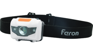 Фонарь FERON TH2302 налобный 1LED+2RED IP44, пластик, на батарейках 3*AAA, 41681